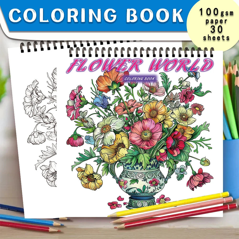 Kleurboek voor volwassenen en tieners – Spiraalbinding met dik papier voor ontspanning en creativiteit