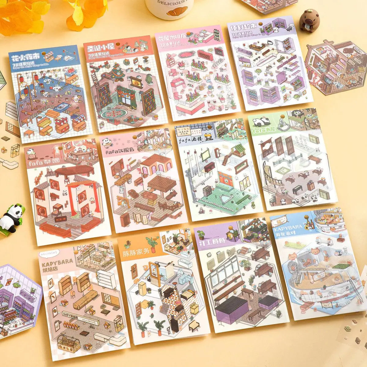 Sticker Homestyling set Landschap Hutje – 12-delige stickerset