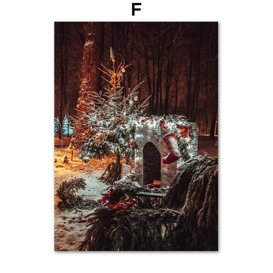 Kerst schilderij Happy New Year wanddecoratie canvas poster zonder lijst