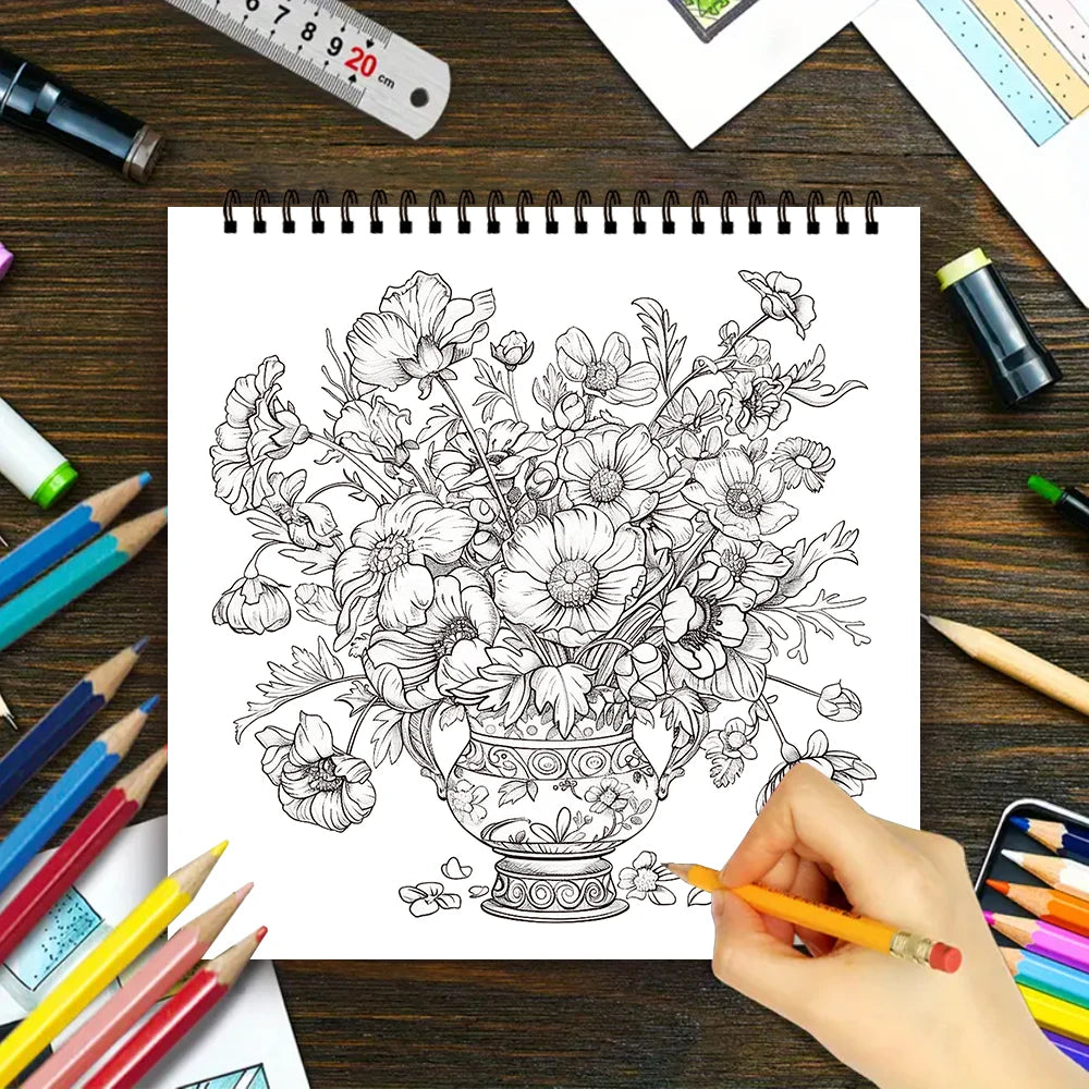 Kleurboek voor volwassenen en tieners – Spiraalbinding met dik papier voor ontspanning en creativiteit