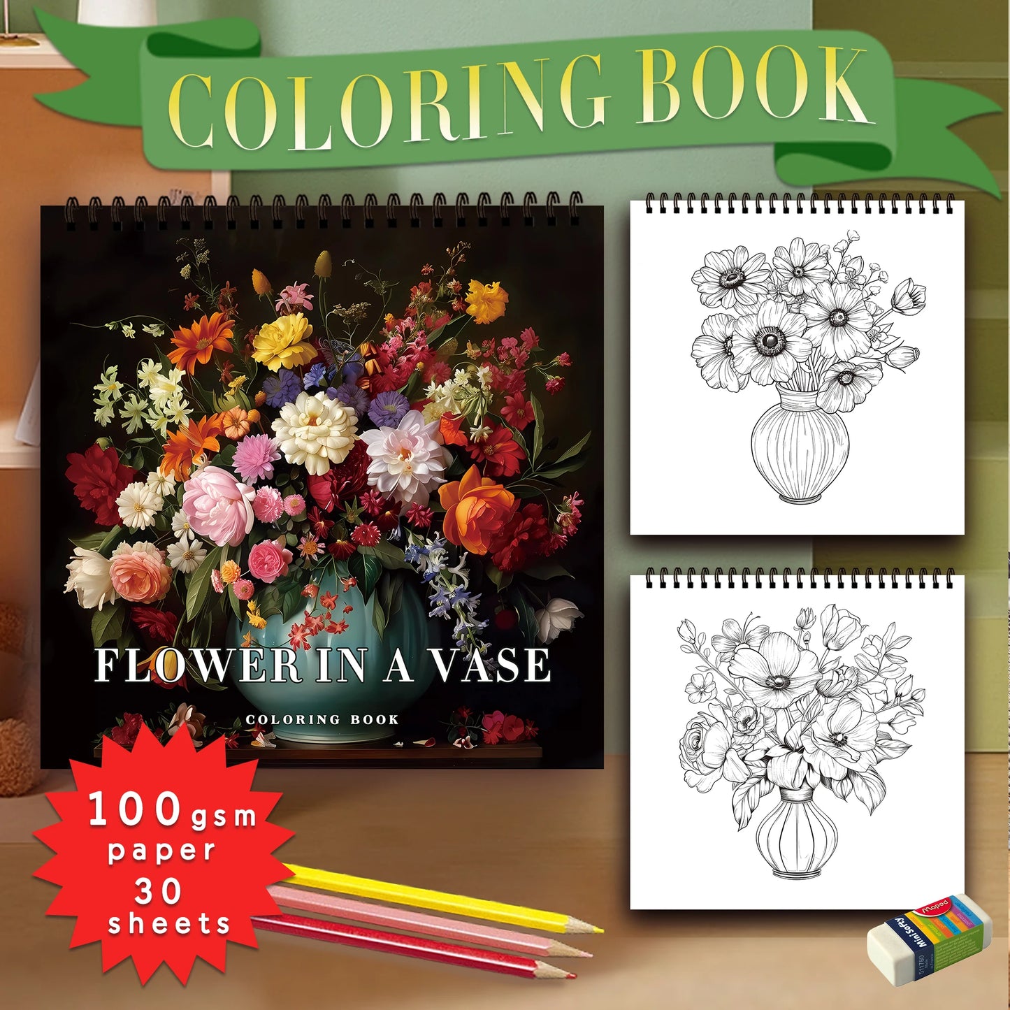 Kleurboek voor volwassenen en tieners – Spiraalontwerp met dik papier voor ontspanning en creativiteit