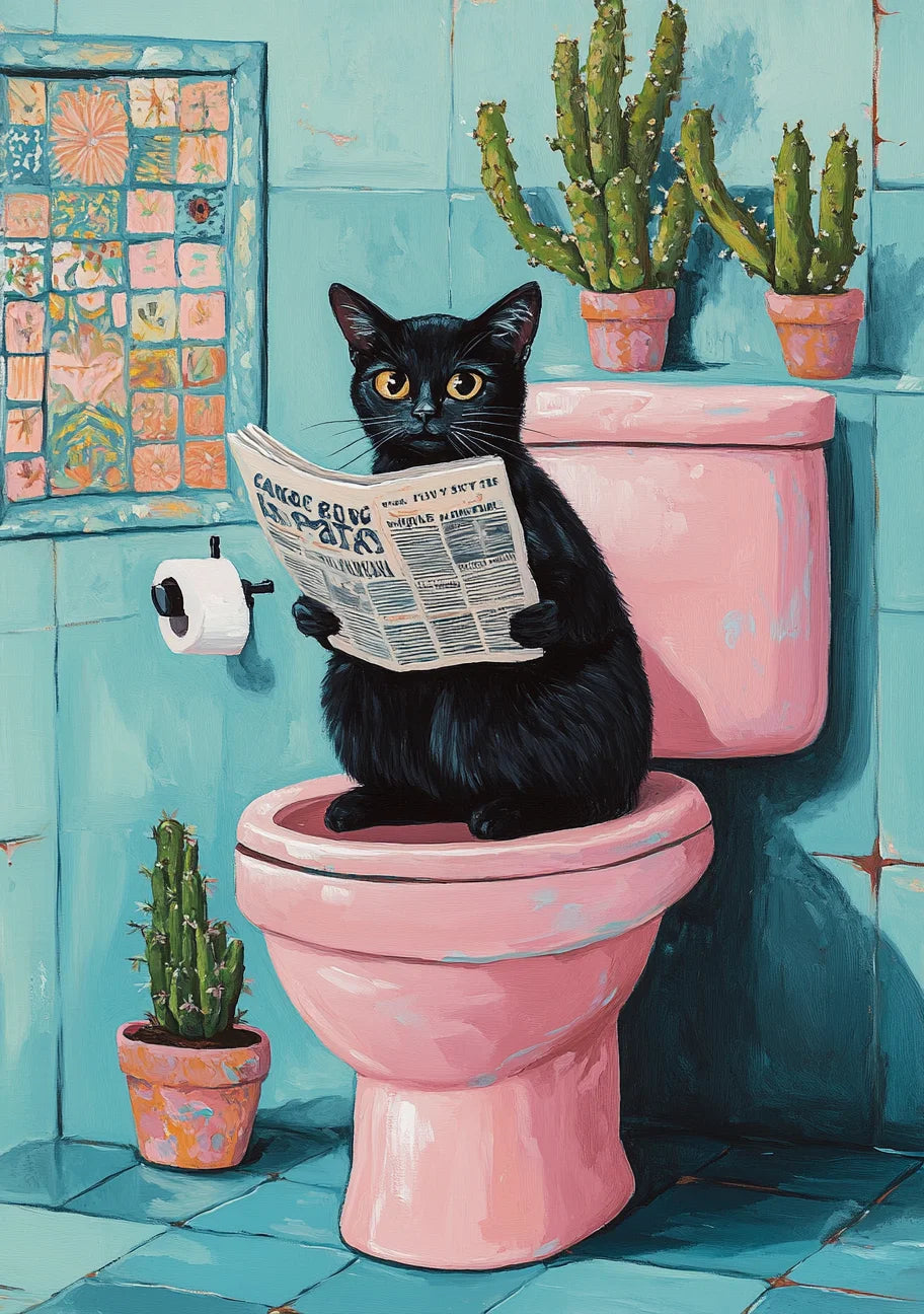 Schilderen op nummer Dieren - Acrylverf Zwart Kat Design voor Badkamer