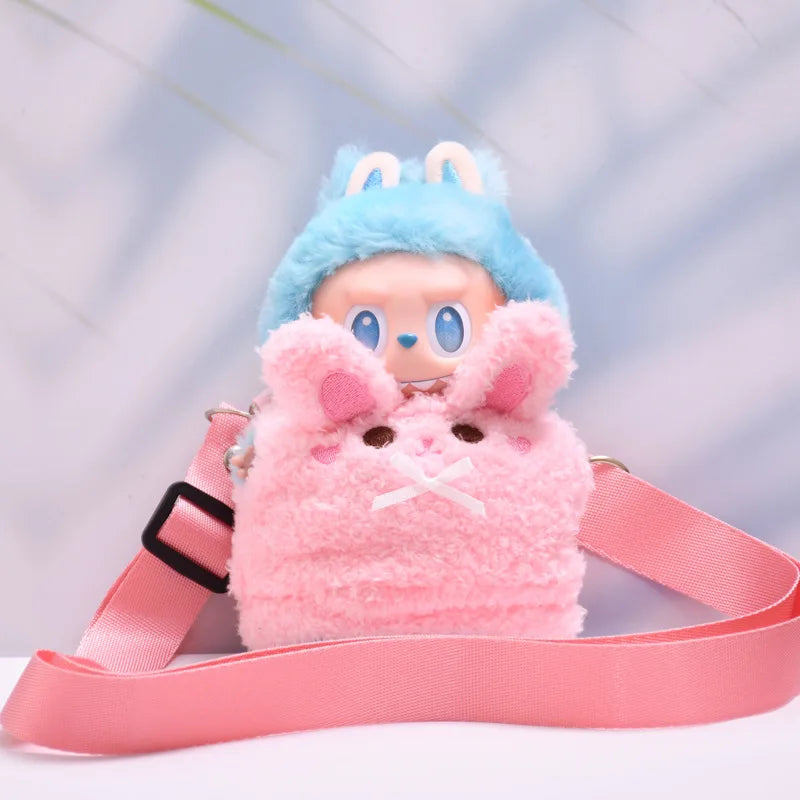 Kleding voor Labubu poppen – Dierenoutfit met schattige tas (15-17 cm)