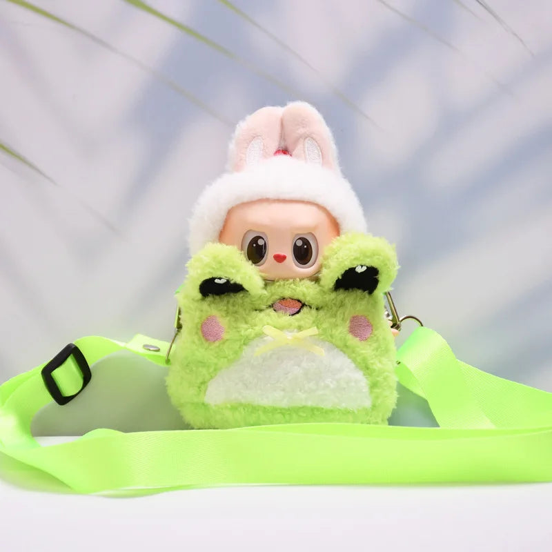 Kleding voor Labubu poppen – Dierenoutfit met schattige tas (15-17 cm)