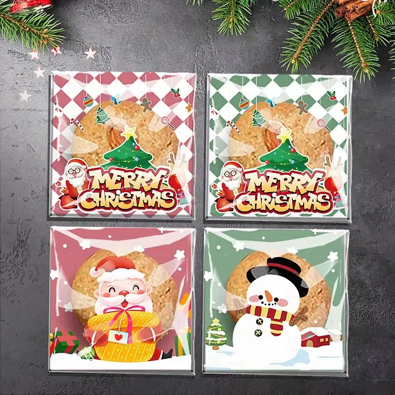 Kerst cadeauverpakking – 100 stuks zelfklevende snoep- en koekzakjes voor feestelijke traktaties
