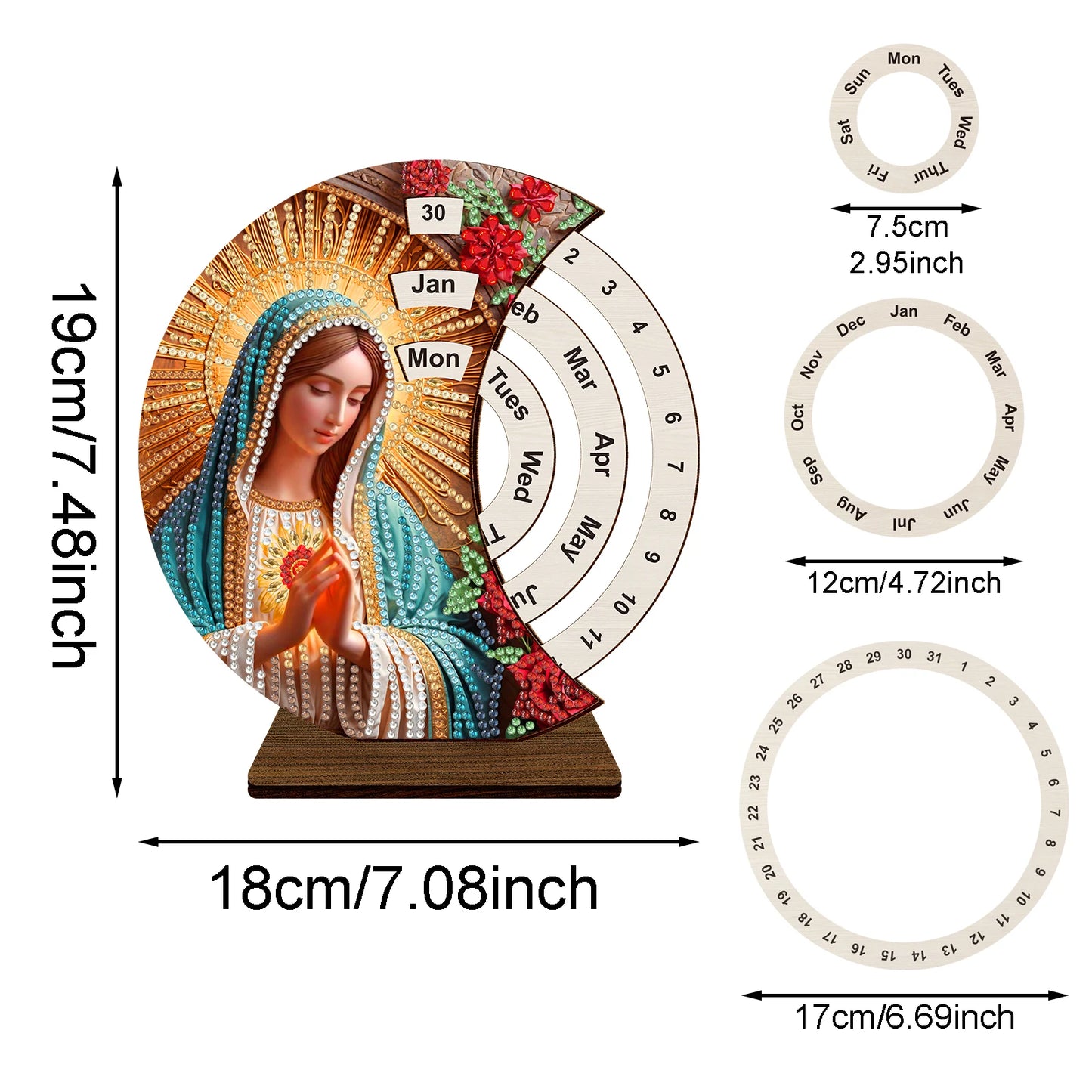 Diamond Painting Kalender Houten Kunstkit voor Bureau en Cadeau