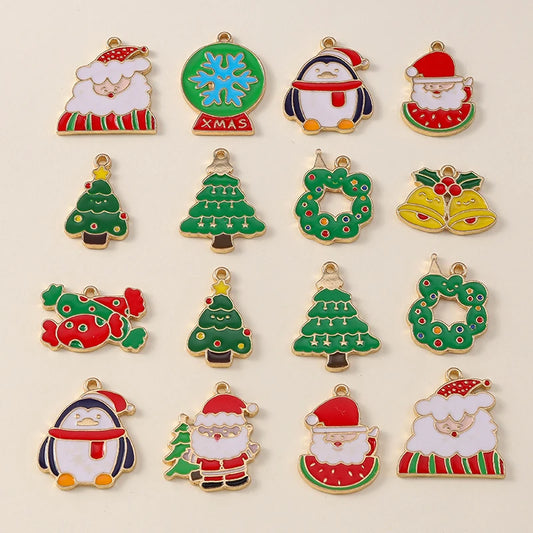 Kersthanger voor ketting of armband – set van 20 vrolijke kerstbedels