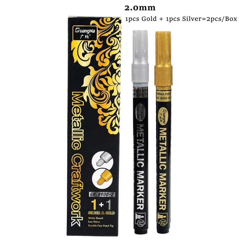 Stiften Metallic Permanent Goud en Zilver – Set van 2 (2-3 mm)