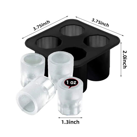 IJsblokjesvorm met 4 vakken - shotglaasjes vorm