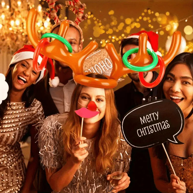 Opblaasbaar Kerst ornament rendiergewei ringwerpspel – feestelijke decoratie