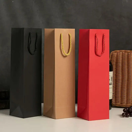 Kerst cadeauverpakking wijn cadeauzakjes met handvat en trekkoord