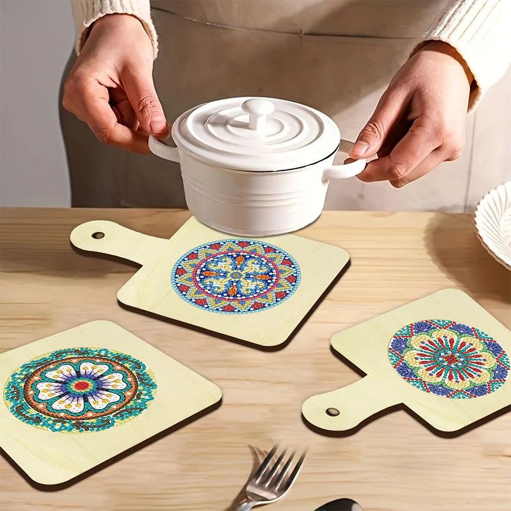 Diamond Painting Dienblad Set van 4 Antislip Placemats Rond - TETP203