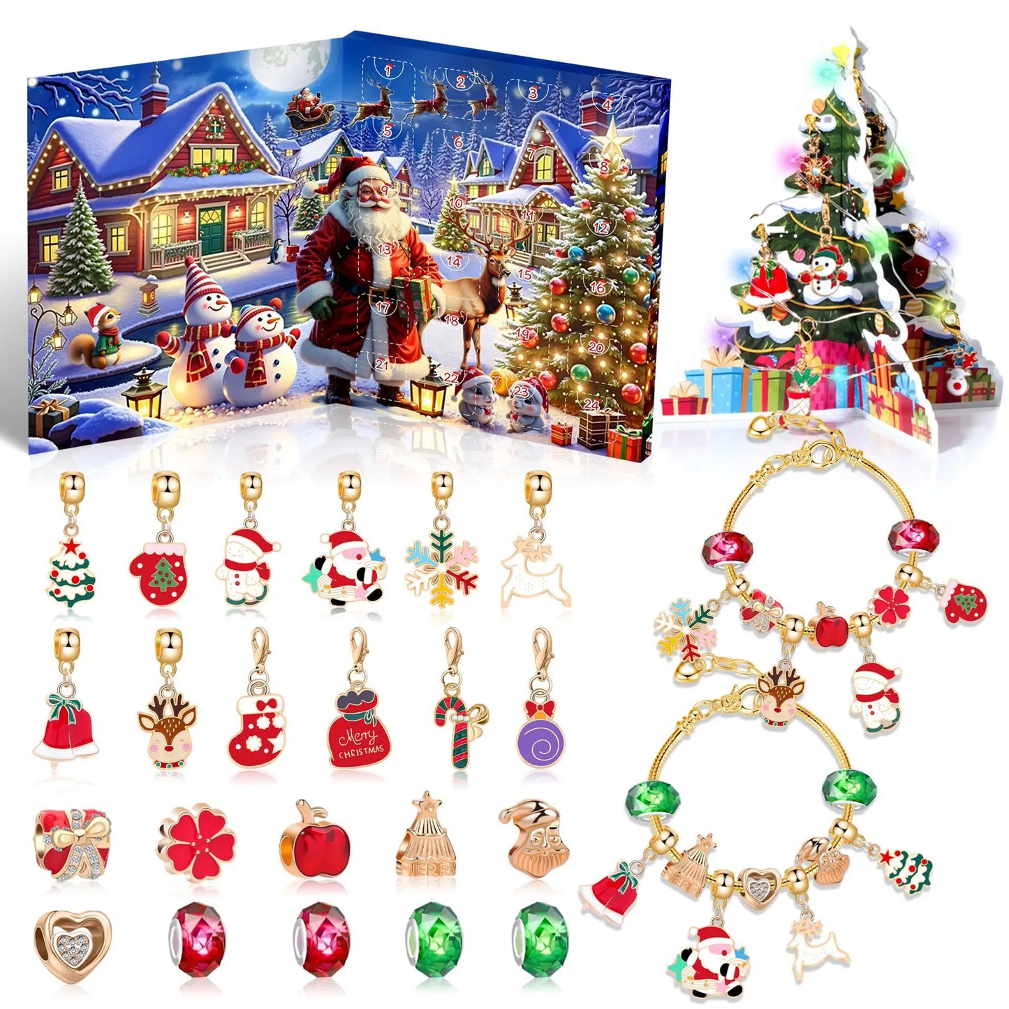 Advent kalender armbandenset met 24 verrassingen – feestelijke sieraden cadeaubox