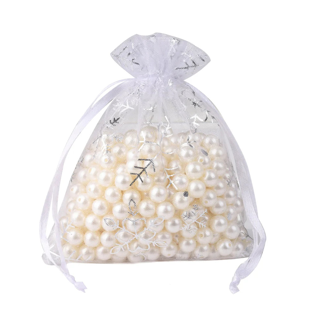 Kerst cadeau verpakking organza sneeuwvlok zakjes rood wit voor sieraden en snoep