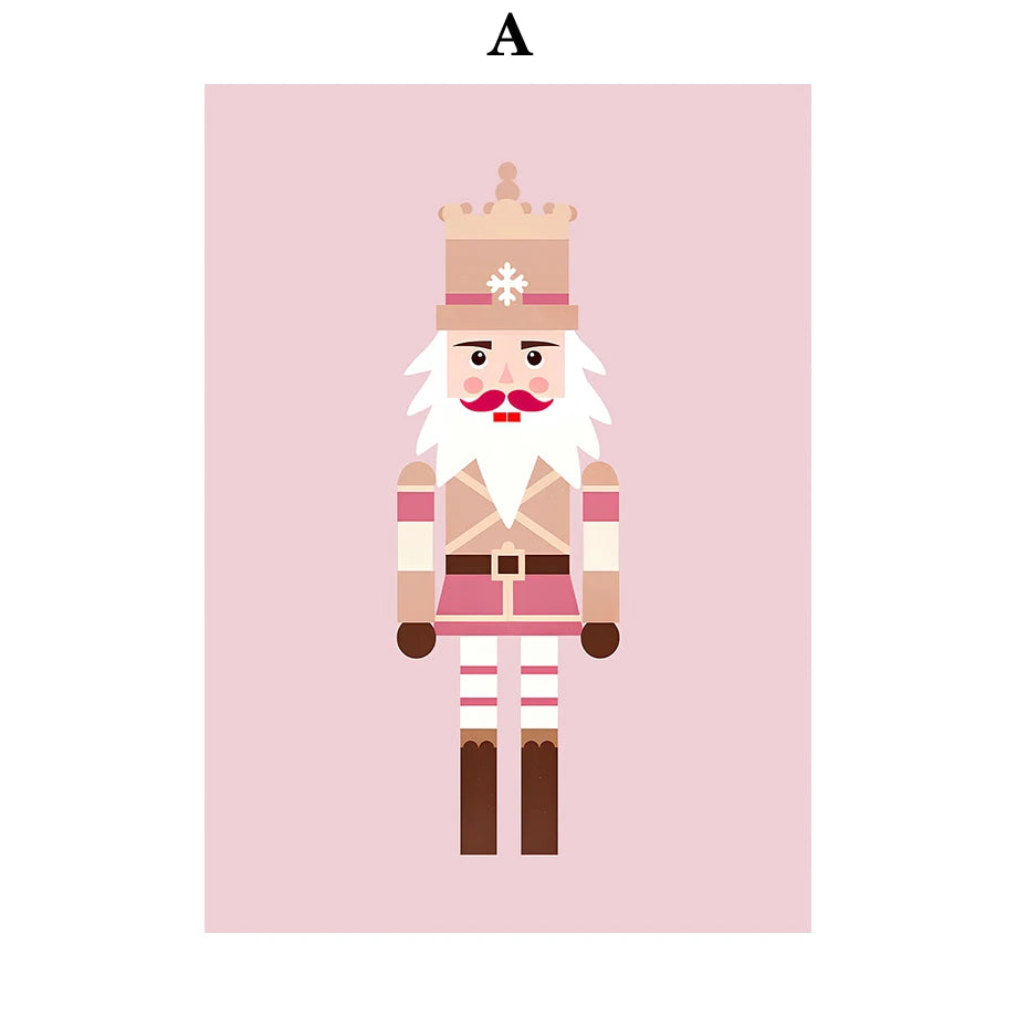 Kerst schilderij kerstboom met kerstman sneeuwhuis canvas poster