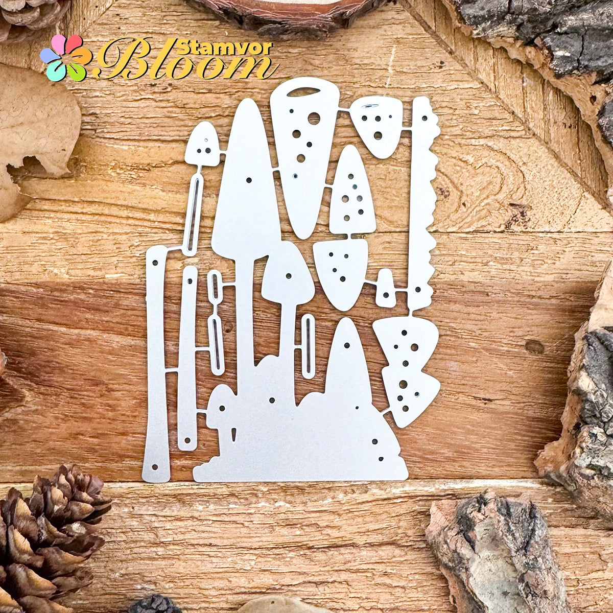 Snijmallen Boslaag met Gras en Paddenstoelen voor Scrapbooking