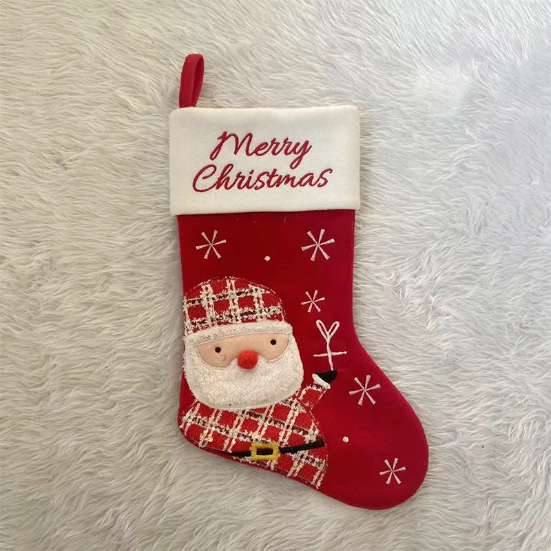 Kerst sok decoratief met Kerstman, Sneeuwpop en Rendier prints voor cadeaus