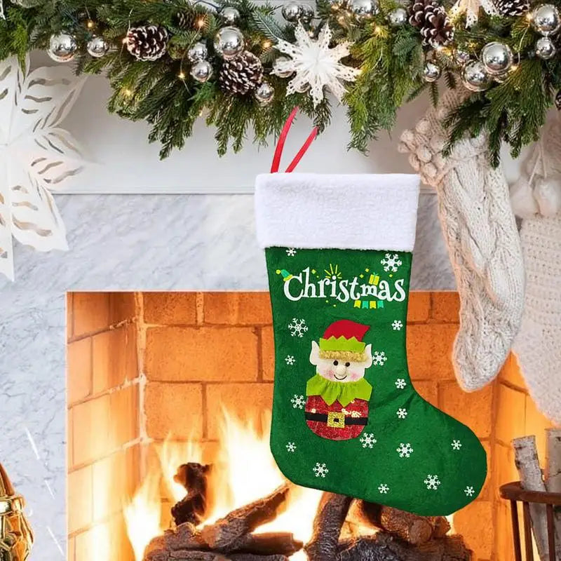 Kerst sok (decoratief) Merry Christmas hangende sok – rustieke feestversiering voor haard of kerstboom