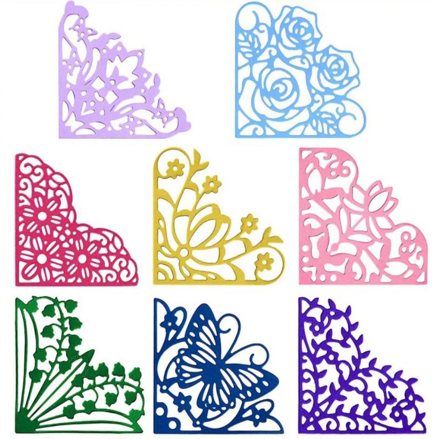 Metalen snijmal - Set van 8 Driehoekige Kantpatronen (20,5x10,1 cm)