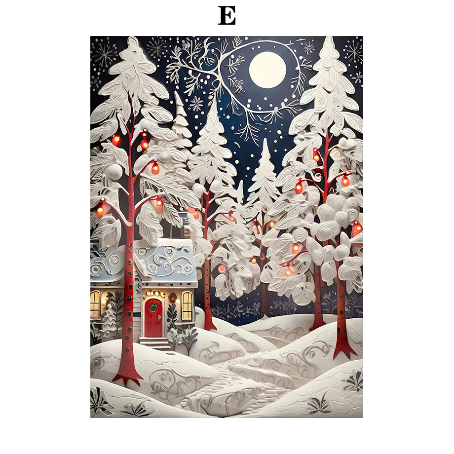 Kerst schilderij winter bos sneeuw decoratie canvas voor sfeervolle wandkunst