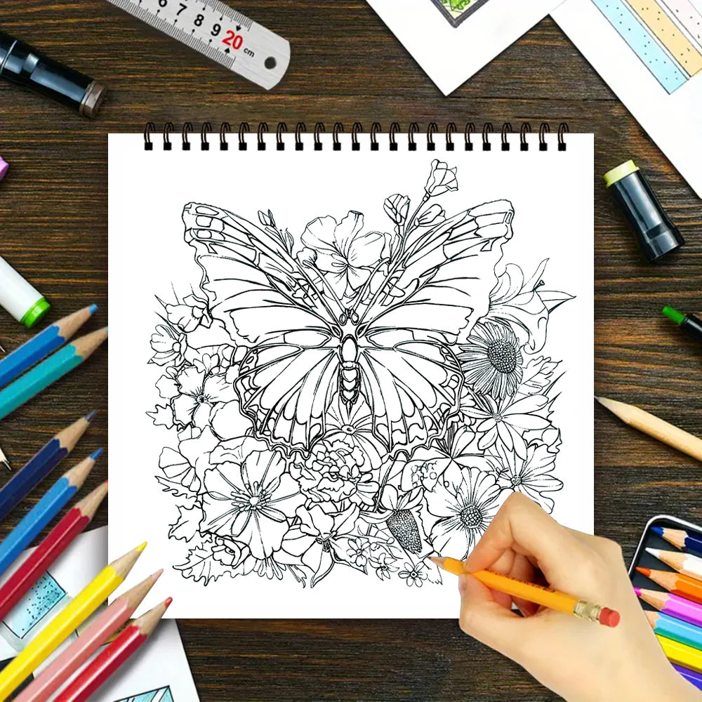 Kleurboek voor volwassenen en tieners – Spiraalbinding met dik papier voor ontspanning en creativiteit