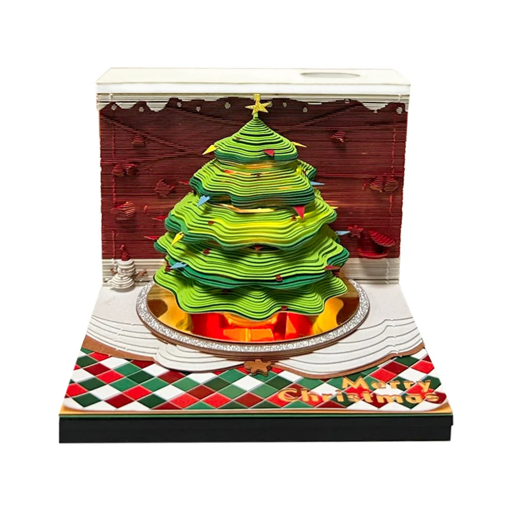 3D Papier Sculptuur Kathedraal LED Notitieblok met Pennenhouder – Creatieve Bureaudecoratie - 2025