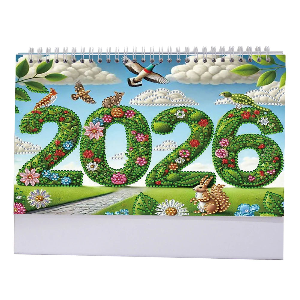Diamond Painting Kalender 2026 bureaukalender met kleurrijke kunst en decoratie