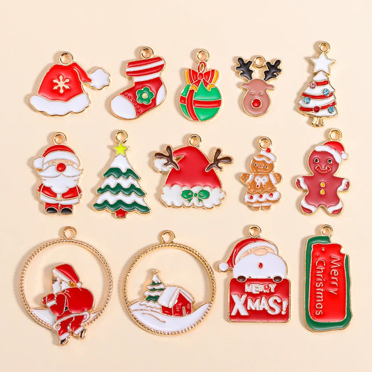 Kerst hanger Kerstman & Gingerbread set voor sieraden en decoratie - 10 stuks