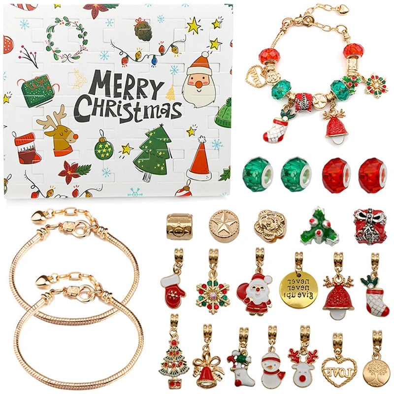 Advent kalender met 24 verrassingen – armband met kerstbedels en sieraden
