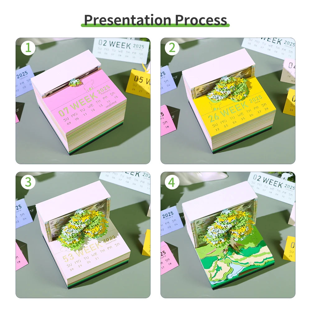 3D Papier Sculptuur Kalender Sakura Boomhuis – Uniek Bureau Decor - 2026