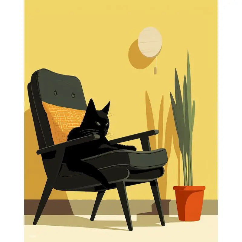 Schilderen op nummer Dieren - Kat en Hond in Geometrisch Abstract Design