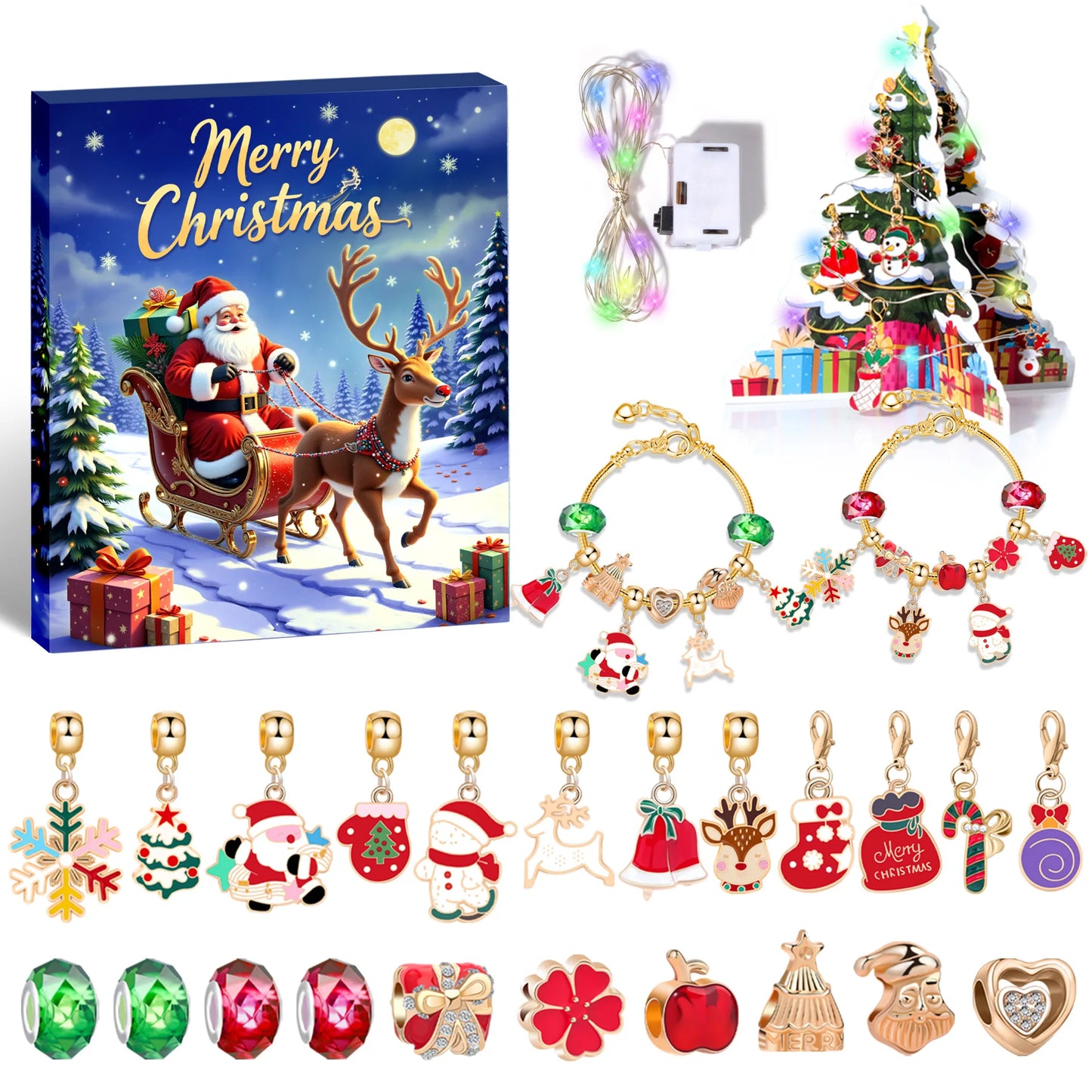 Advent kalender armbandenset met 24 verrassingen – feestelijke sieraden cadeaubox