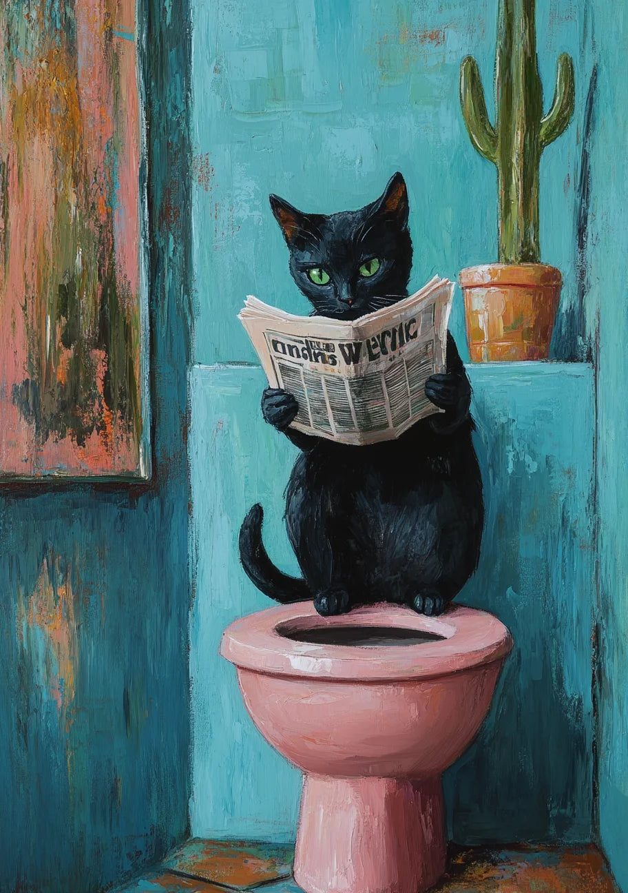 Schilderen op nummer Dieren - Acrylverf Zwart Kat Design voor Badkamer