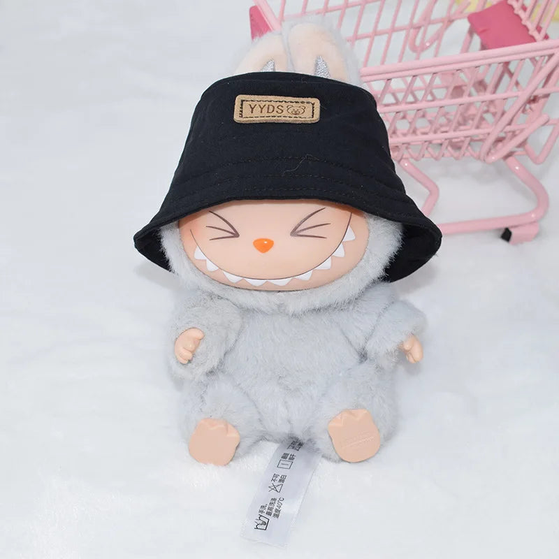 Kleding voor Labubu poppen – Schattig bucket hoedje 15/17 cm accessoire