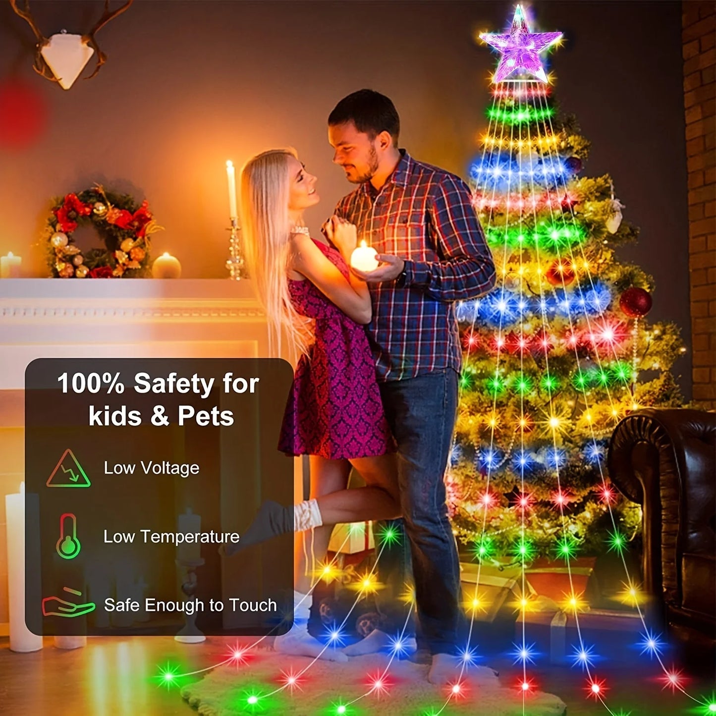 Led Kerstboom Slinger Verlichting 280 LED Sterren Waterdicht voor Tuin en Balkon