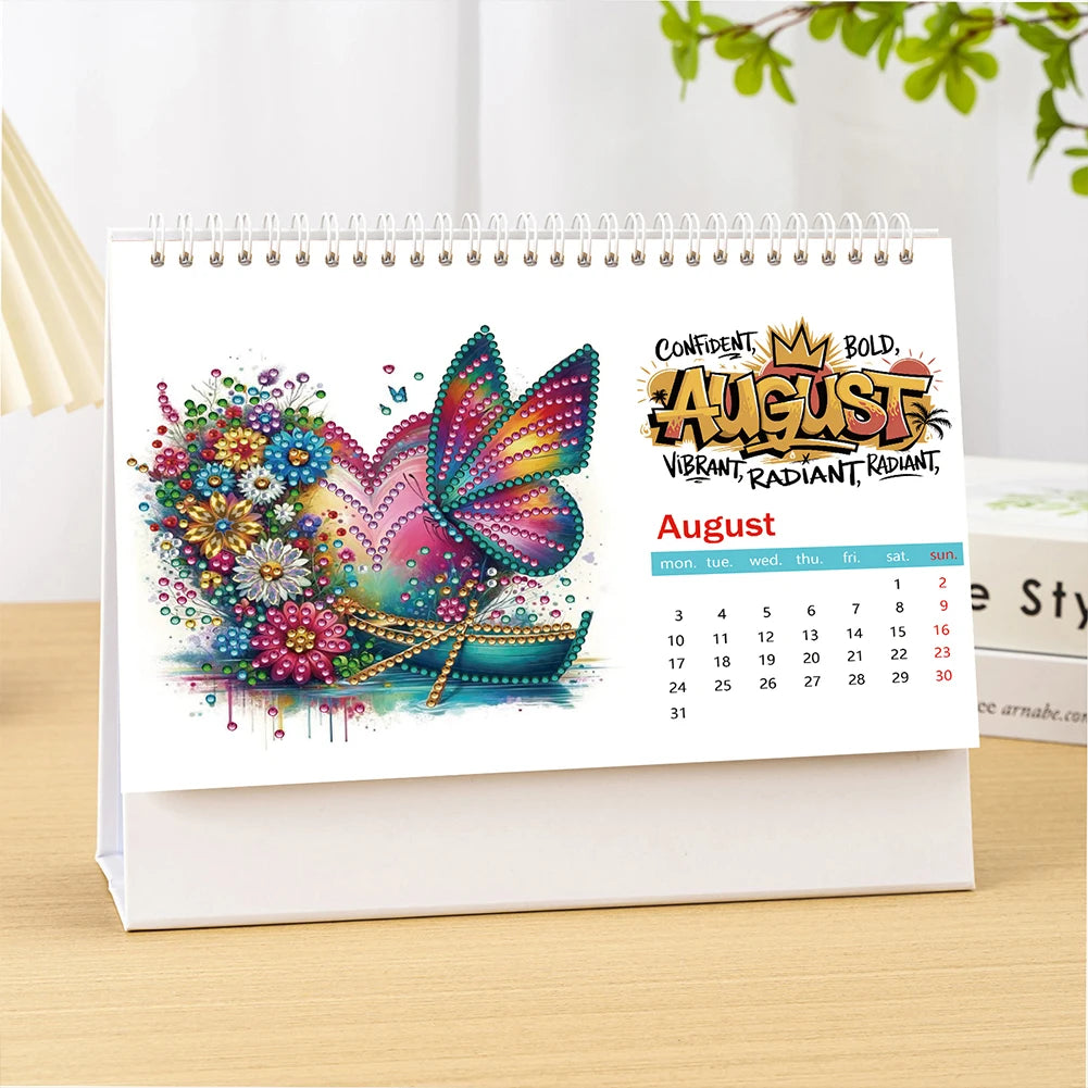 Diamond Painting Kalender 2026 bureaukalender met kleurrijke kunst en decoratie