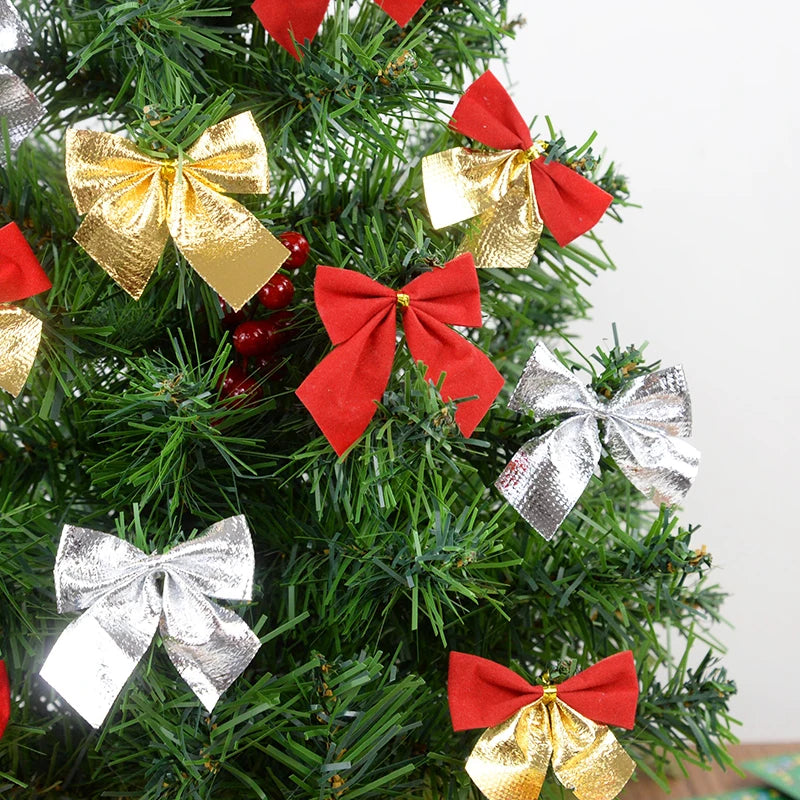 Kerst ornament voor in Kerstboom – Rode en Gouden Strikjes Set voor Feestelijke Decoratie