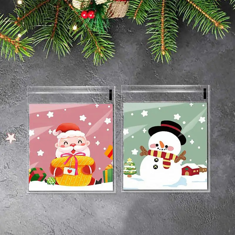 Kerst cadeauverpakking – 100 stuks zelfklevende snoep- en koekzakjes voor feestelijke traktaties