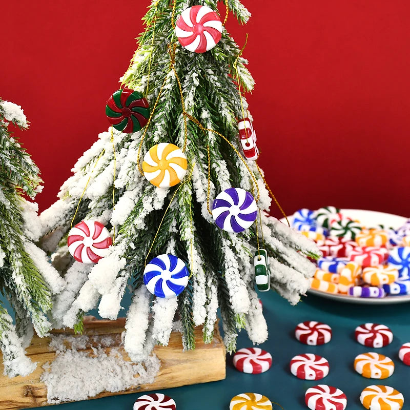 Kerst ornament voor in Kerstboom rood wit snoep decoratie set 10 stuks