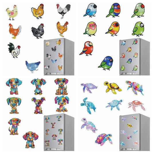 Diamond Painting Magneten - Set van 8 Dieren voor Koelkast
