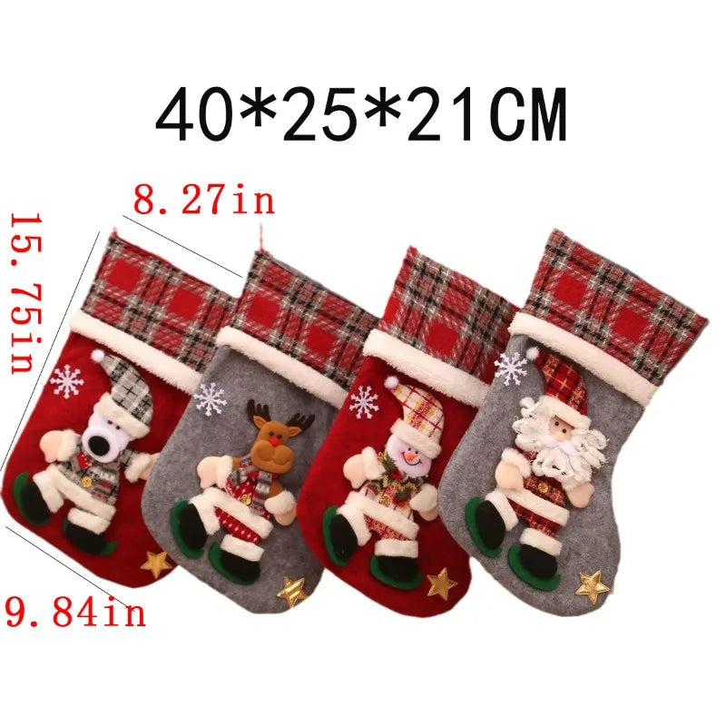 Kerst sok decoratief met rendier, kerstman, ijsbeer en sneeuwvlok – feestelijke cadeauzak