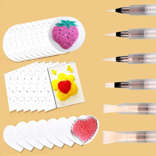 Schuim textuur tekenen 3D kunstset met waterkwast – 30 stuks creatief plezier