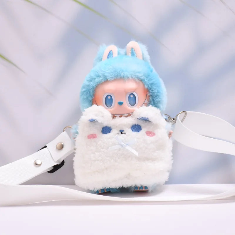 Kleding voor Labubu poppen – Dierenoutfit met schattige tas (15-17 cm)