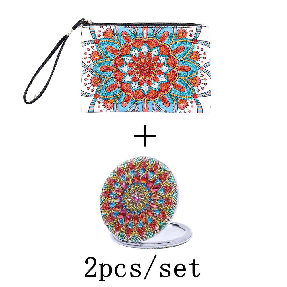 Diamond Painting Etui Mandala Clutch met Compacte Spiegel – Luxe Cadeauset