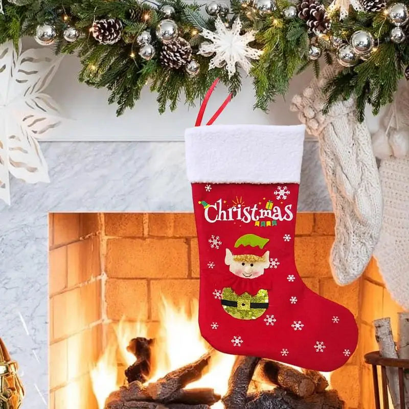 Kerst sok (decoratief) Merry Christmas hangende sok – rustieke feestversiering voor haard of kerstboom