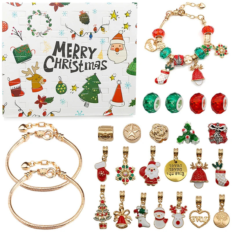 Advent kalender met 24 verrassingen – armband met kerstbedels en sieraden