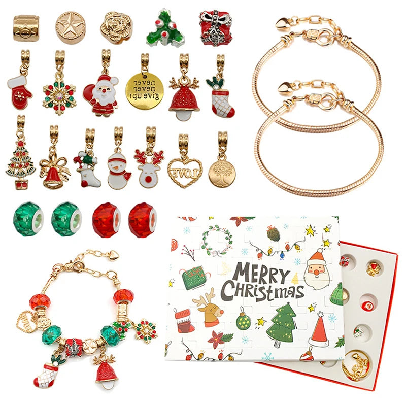 Advent kalender met 24 verrassingen – armband met kerstbedels en sieraden