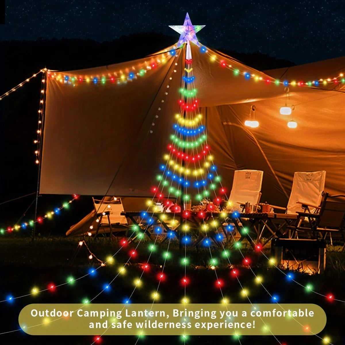 Led Kerstboom Sterrenlichtslinger op Zonne-energie – 280 LED met 8 Verlichtingsstanden