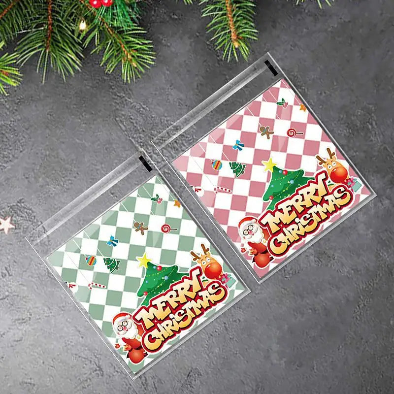 Kerst cadeauverpakking – 100 stuks zelfklevende snoep- en koekzakjes voor feestelijke traktaties