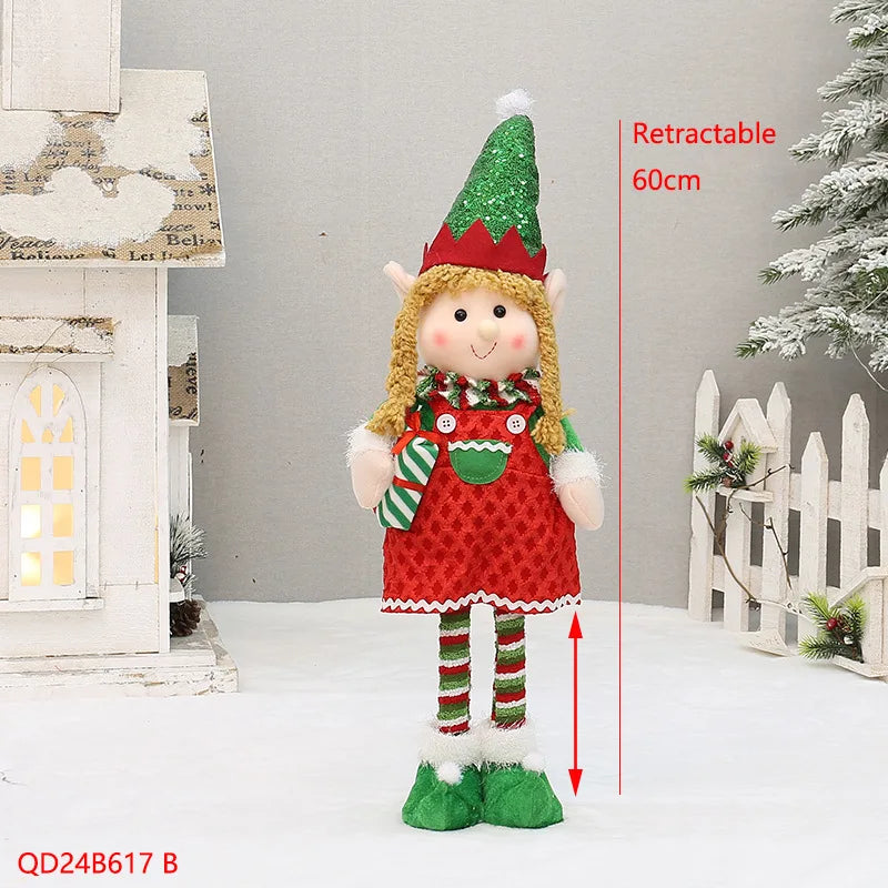 Kerst pop liggende telescoop elf met slee – feestelijke decoratie voor thuis